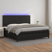 Boxspring met matras 200x200 cm zwart kunstleer LED