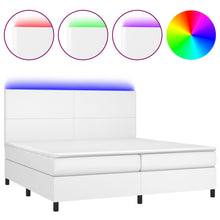 Boxspring Met Matras En Led Kunstleer Wit 200 x 200 cm Effen ontwerp