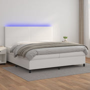 Boxspring met matras LED 200x200 cm wit