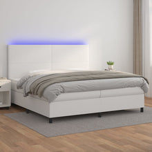 Boxspring Met Matras En Led Kunstleer Wit 200 x 200 cm Effen ontwerp