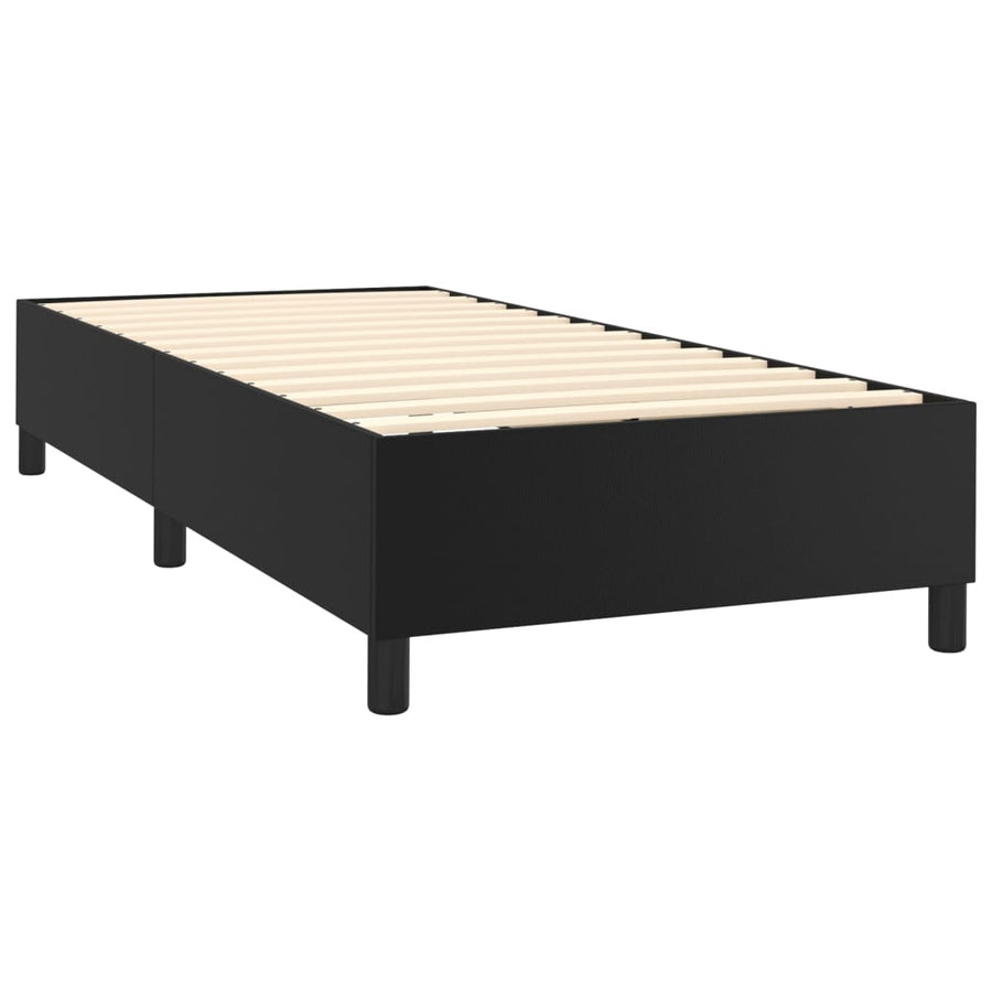 Boxspring Met Matras En Led Kunstleer Zwart 90 x 200 cm Effen met spijkers
