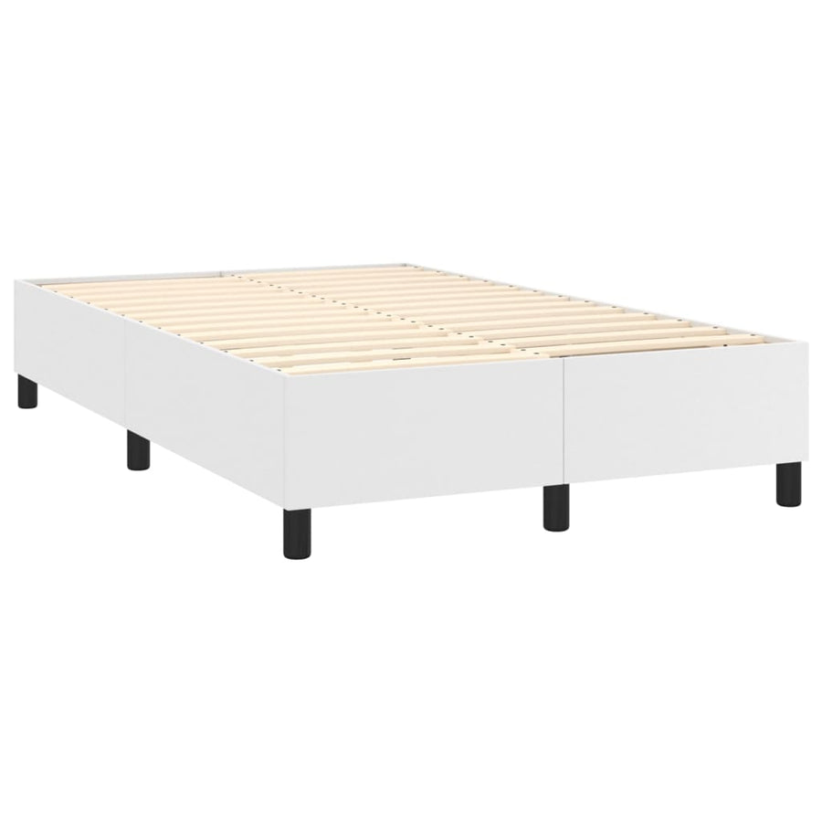 Boxspring Met Matras En Led Kunstleer Wit 120X200 Cm 120 x 200 cm Effen met spijkers