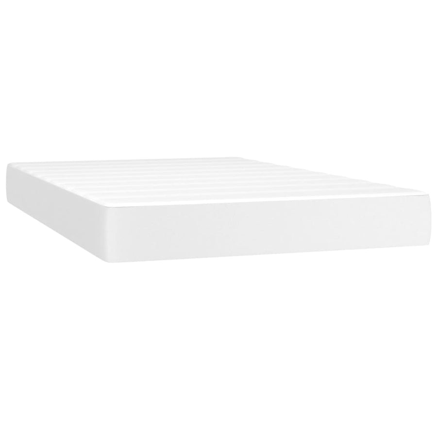 Boxspring Met Matras En Led Kunstleer Wit 120X200 Cm 120 x 200 cm Effen met spijkers