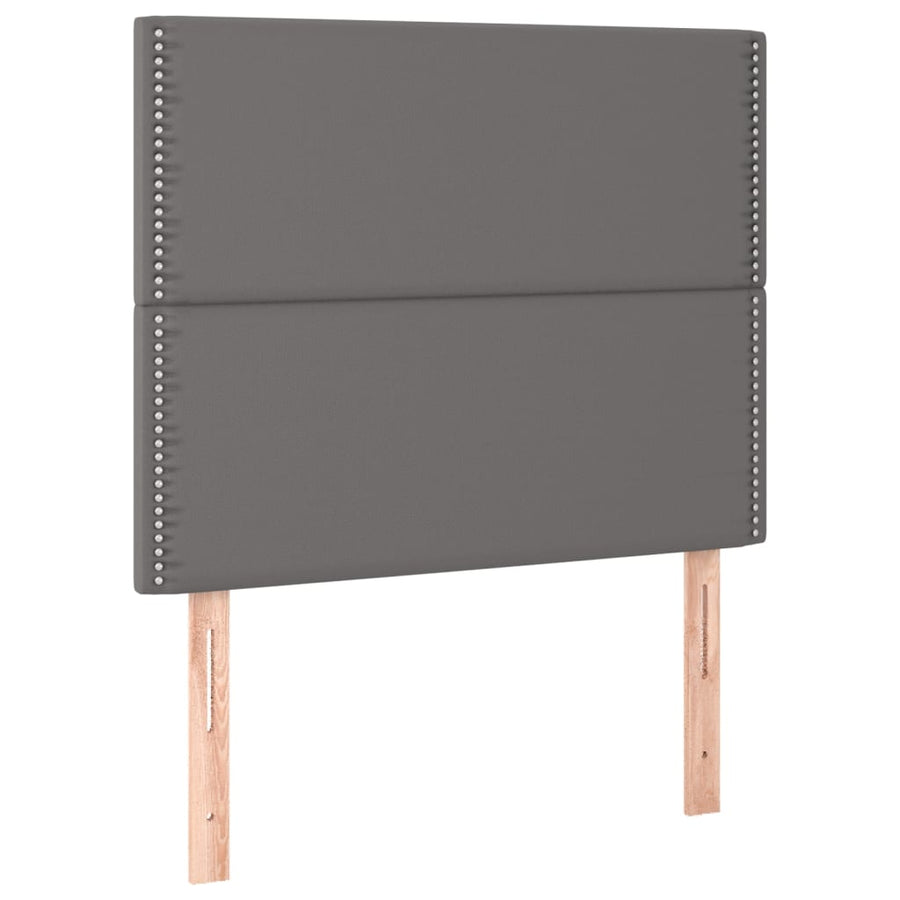 Boxspring Met Matras En Led Kunstleer Grijs 120X200 Cm 120 x 200 cm Effen met spijkers