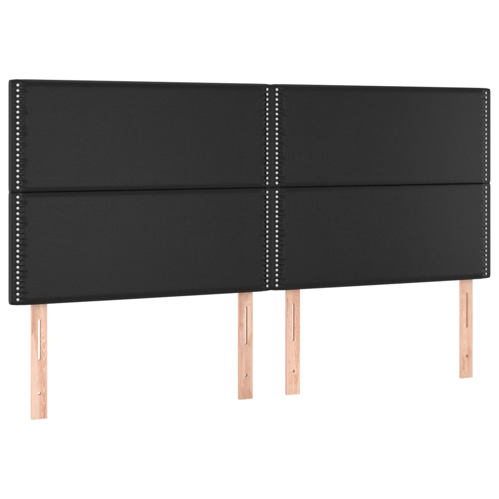 Boxspring Met Matras En Led Kunstleer Zwart 180 x 200 cm Effen met spijkers
