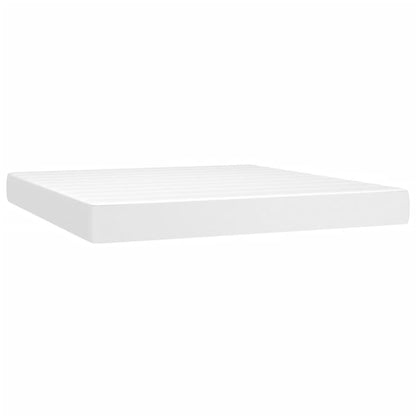 Boxspring Met Matras En Led Kunstleer Wit 180 x 200 cm Effen met spijkers