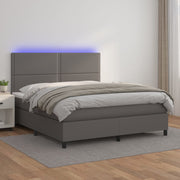 Boxspring 180x200 cm grijs kunstleer met LED matras