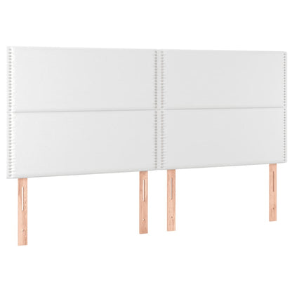 Boxspring Met Matras En Led Kunstleer Wit 200 x 200 cm Effen met spijkers