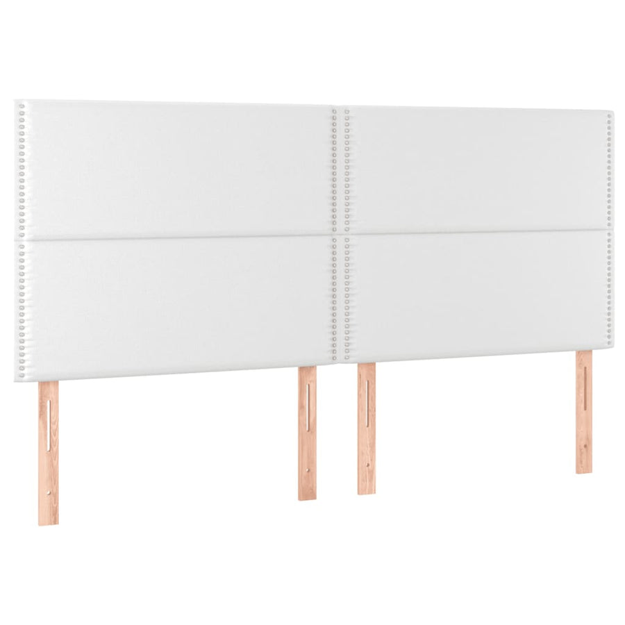 Boxspring Met Matras En Led Kunstleer Wit 200 x 200 cm Effen met spijkers