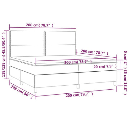 Boxspring Met Matras En Led Kunstleer Wit 200 x 200 cm Effen met spijkers