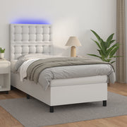 Boxspring wit 90x200 cm met matras en LED