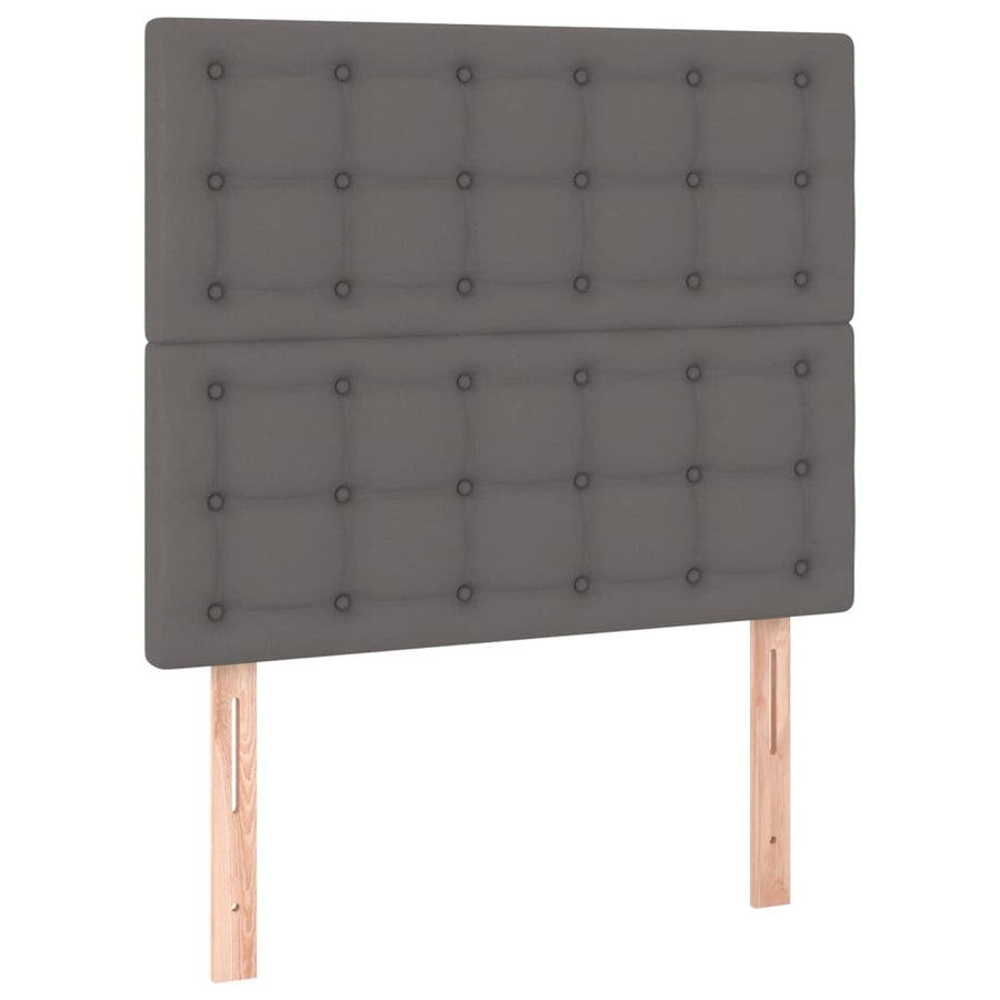 Boxspring Met Matras En Led Kunstleer Grijs 90 x 200 cm Knopen