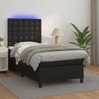 Boxspring Met Matras En Led Kunstleer Zwart 100 x 200 cm Knopen