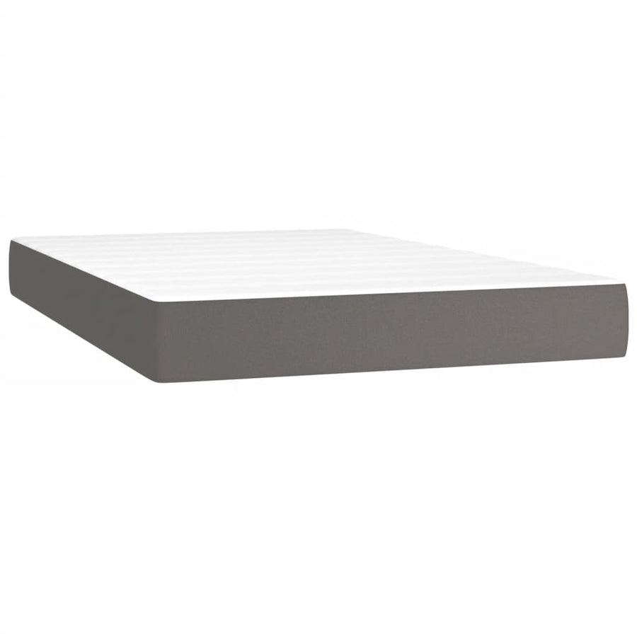 Boxspring Met Matras En Led Kunstleer Grijs 120X200 Cm 120 x 200 cm Knopen