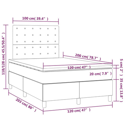 Boxspring Met Matras En Led Kunstleer Grijs 120X200 Cm 120 x 200 cm Knopen