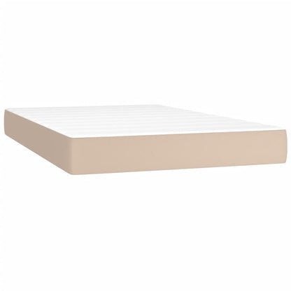 Boxspring Met Matras En Led Kunstleer Kleur 120X200Cm Cappuccino 120 x 200 cm Knopen