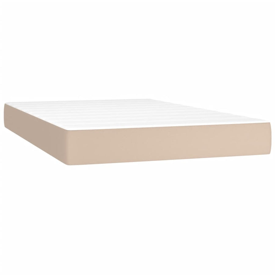 Boxspring Met Matras En Led Kunstleer Kleur 120X200Cm Cappuccino 120 x 200 cm Knopen