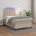 Boxspring Met Matras En Led Kunstleer Kleur 120X200Cm Cappuccino 120 x 200 cm Knopen