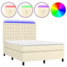 Boxspring met matras en LED kunstleer crèmekleurig 140x190 cm