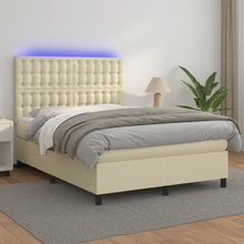 Boxspring met matras en LED kunstleer crèmekleurig 140x190 cm