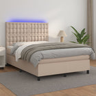 Boxspring 140x190 cm cappuccino met matras en LED