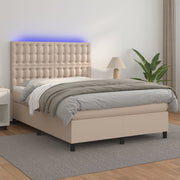 Boxspring 140x190 cm cappuccino met matras en LED