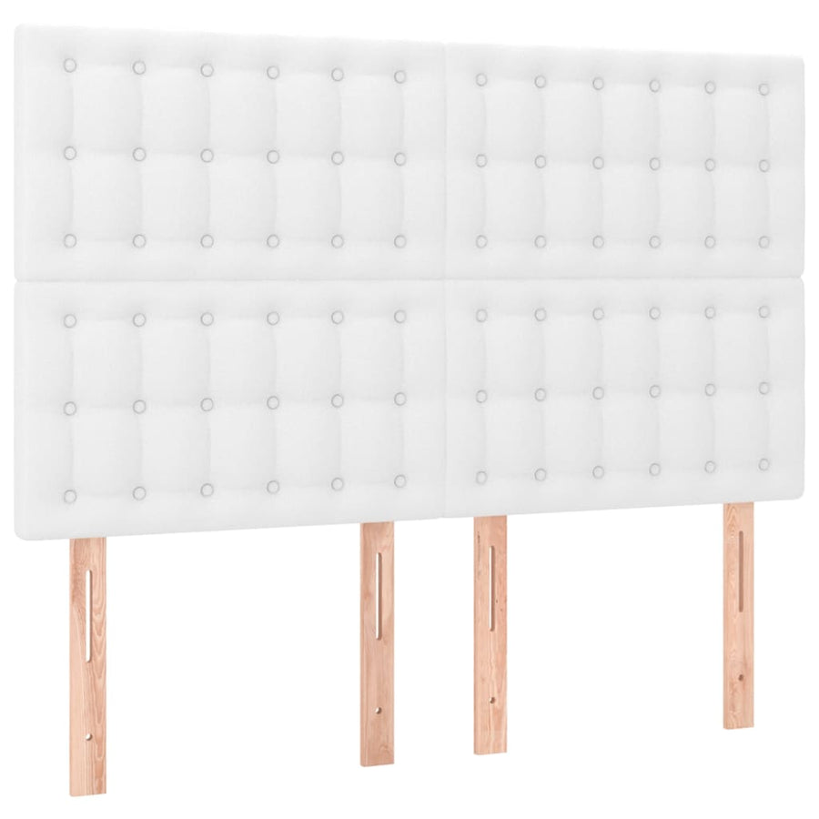 Boxspring Met Matras En Led Kunstleer Wit 140 x 200 cm Knopen