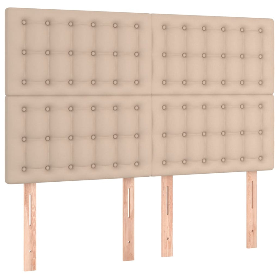 Boxspring Met Matras En Led Kunstleer Kleur 140X200Cm Cappuccino 140 x 200 cm Knopen