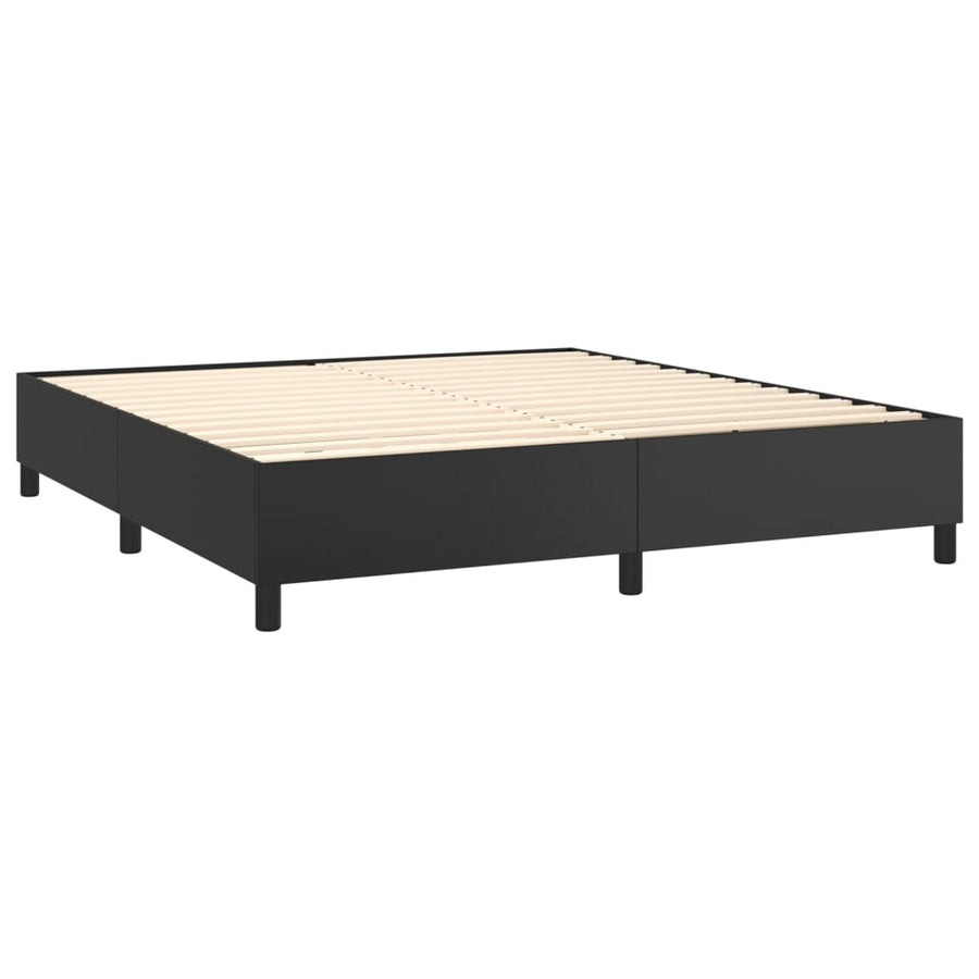 Boxspring Met Matras En Led Kunstleer 160 x 200 cm Zwart Knopen