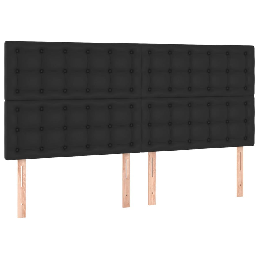 Boxspring Met Matras En Led Kunstleer 160 x 200 cm Zwart Knopen