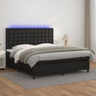 Boxspring Met Matras En Led Kunstleer 160 x 200 cm Zwart Knopen