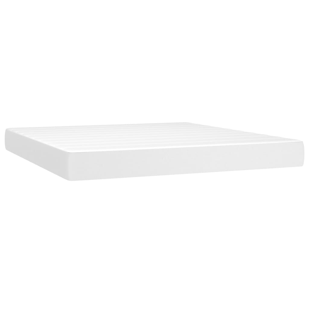 Boxspring Met Matras En Led Kunstleer Wit 160 x 200 cm Knopen