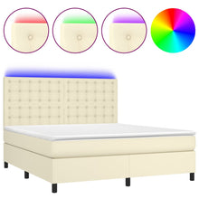 Boxspring met matras en LED kunstleer crèmekleurig 160x200 cm
