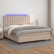Boxspring 160x200 cm kunstleer cappuccino met LED