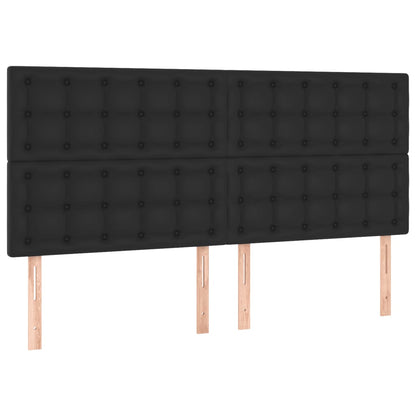 Boxspring Met Matras En Led Kunstleer Zwart 180 x 200 cm Knopen