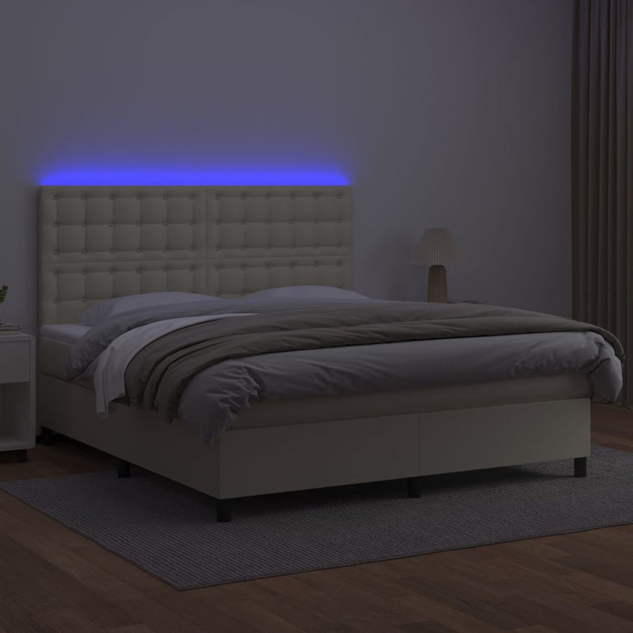 Boxspring Met Matras En Led Kunstleer Kleurig 180 x 200 cm