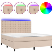Boxspring met matras en LED kunstleer cappuccinokleur 180x200cm