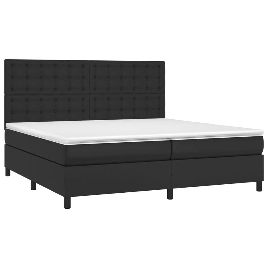 Boxspring Met Matras En Led Kunstleer Zwart 200 x 200 cm Knopen