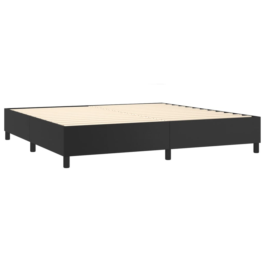 Boxspring Met Matras En Led Kunstleer Zwart 200 x 200 cm Knopen