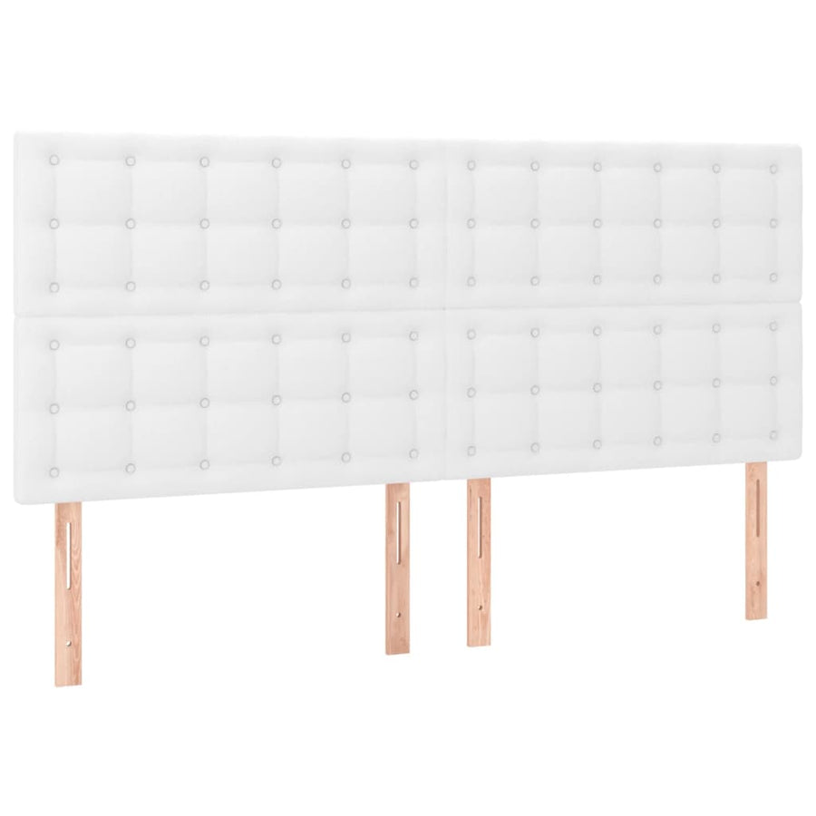 Boxspring Met Matras En Led Kunstleer Wit 200 x 200 cm Knopen