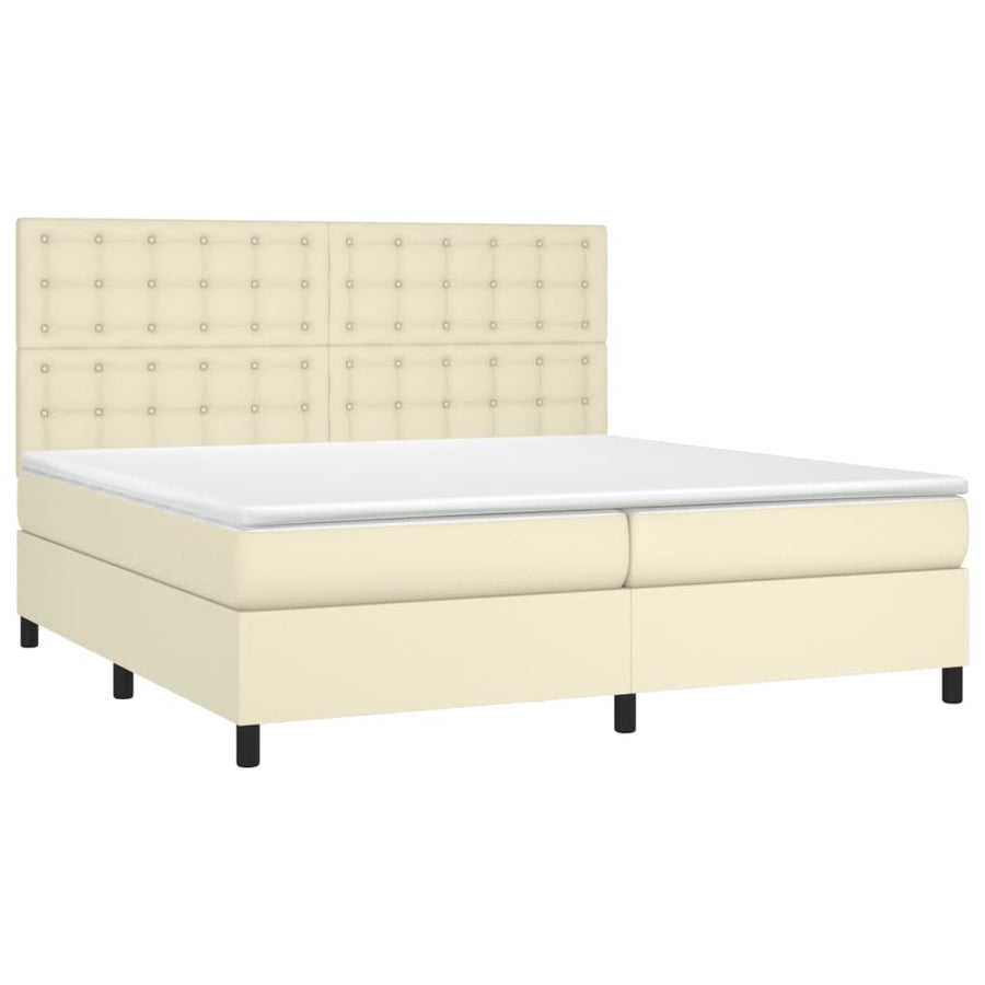Boxspring met matras en LED kunstleer crèmekleurig 200x200 cm