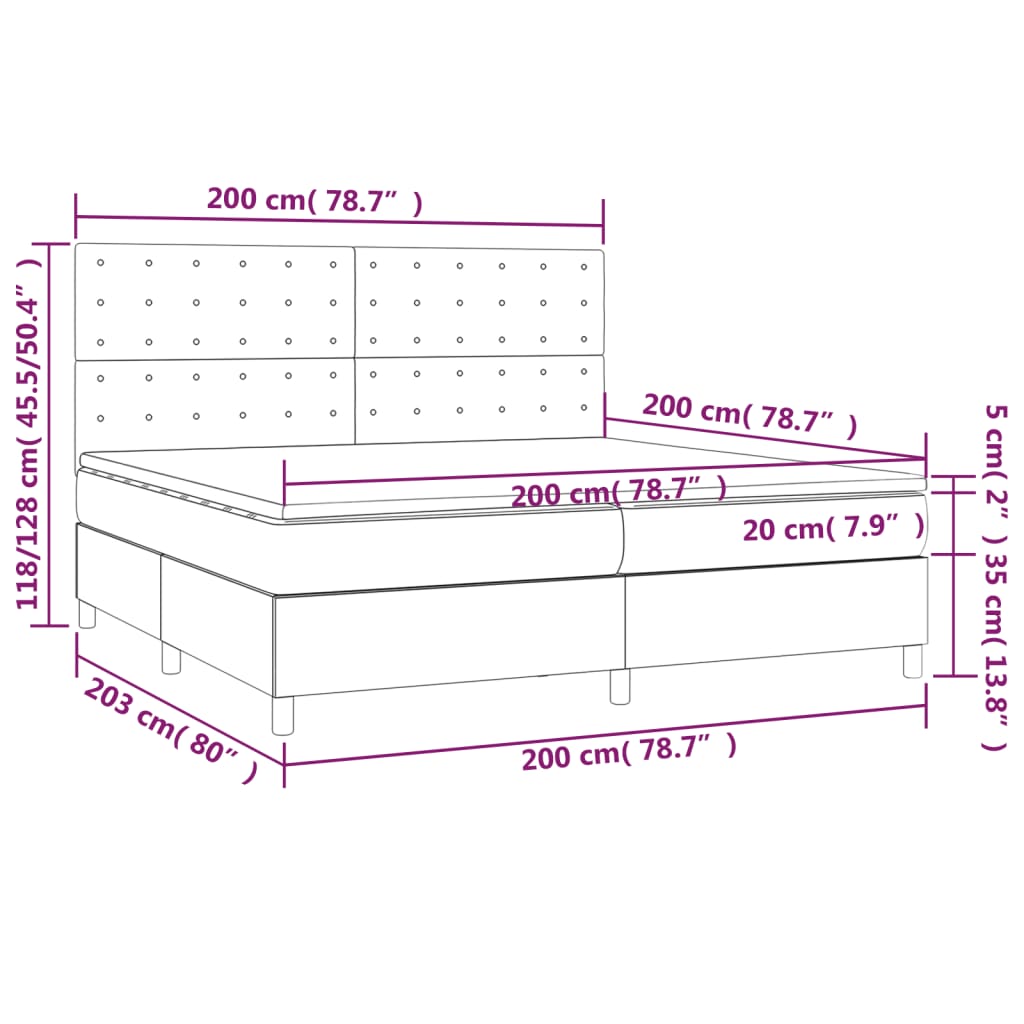 Boxspring met matras en LED kunstleer crèmekleurig 200x200 cm