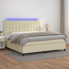 Boxspring met matras 200x200 cm crèmekleurig kunstleer LED