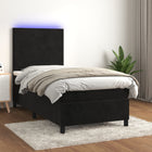 Boxspring Met Matras En Led Fluweel Zwart 90 x 190 cm Effen ontwerp