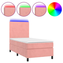 Boxspring Met Matras En Led Fluweel Roze 90 x 200 cm Effen ontwerp