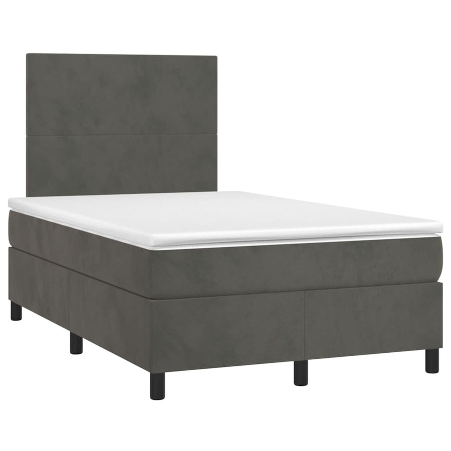 Boxspring Met Matras En Led Fluweel Donkergrijs 120 x 200 cm Effen ontwerp