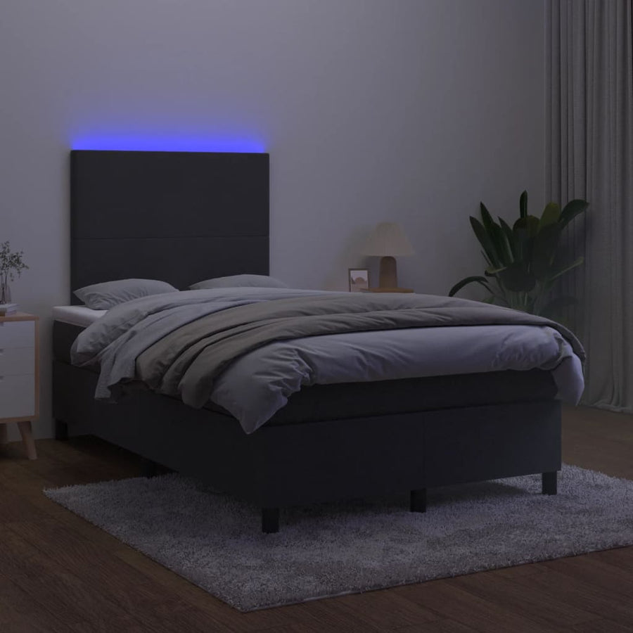 Boxspring Met Matras En Led Fluweel Zwart 120 x 200 cm Effen ontwerp