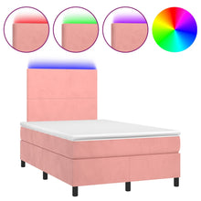 Boxspring Met Matras En Led Fluweel Roze 120 x 200 cm Effen ontwerp