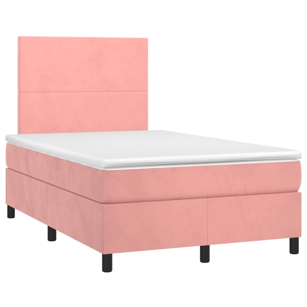 Boxspring Met Matras En Led Fluweel Roze 120 x 200 cm Effen ontwerp