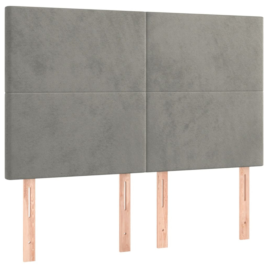 Boxspring Met Matras En Led Fluweel Lichtgrijs 140 x 200 cm Effen ontwerp